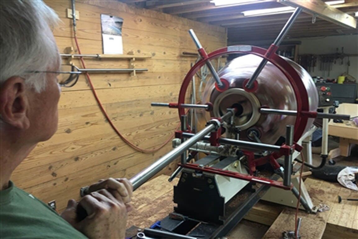 Clark Deep Hollowing System and Clark Steady Rest on a big project